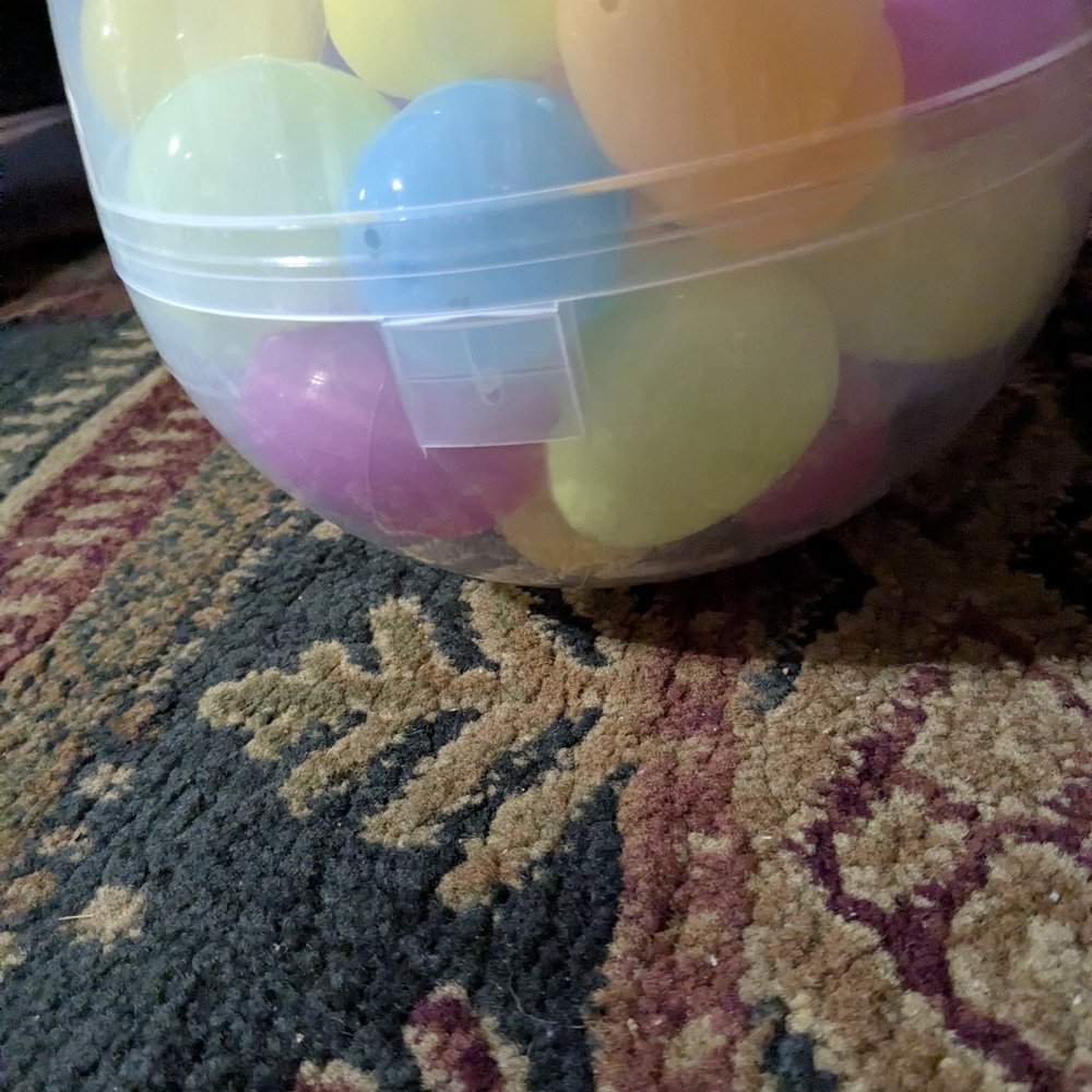 Egg-Shaped Plush Play Carrier with Pink Accents and Colorful Balls - Picture 2 of 4